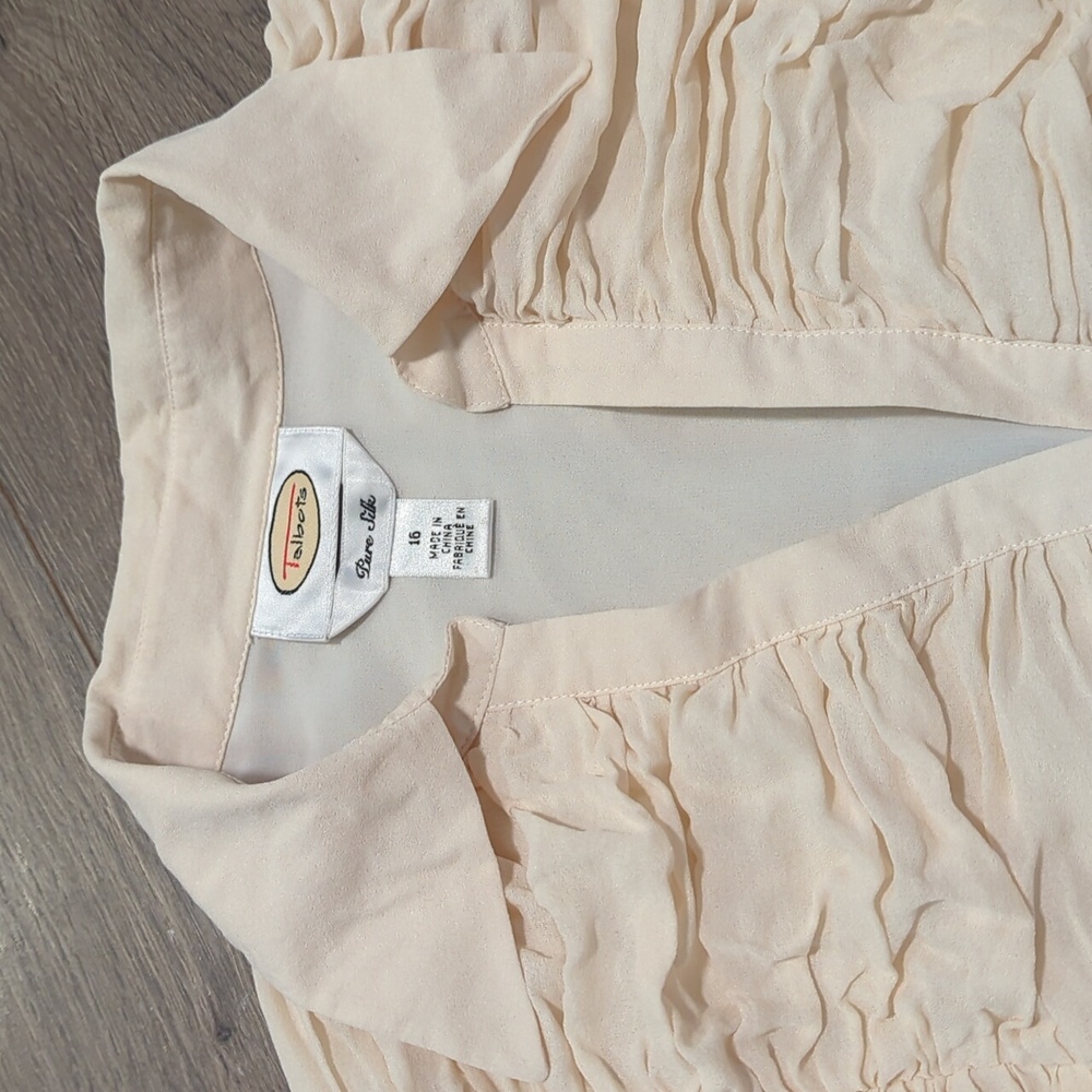Talbots Vintage Pure Silk Ruched Button Down Blouse - Picture 3 of 11